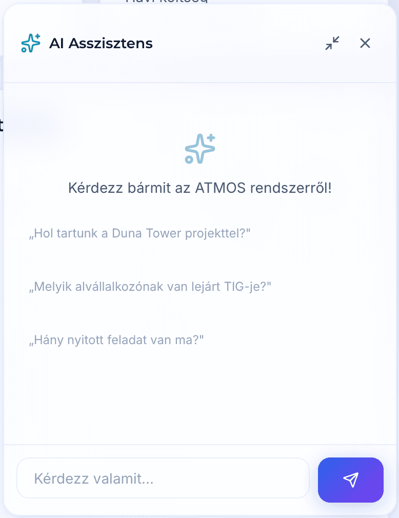 ATMOS AI-asszisztens képernyőkép
