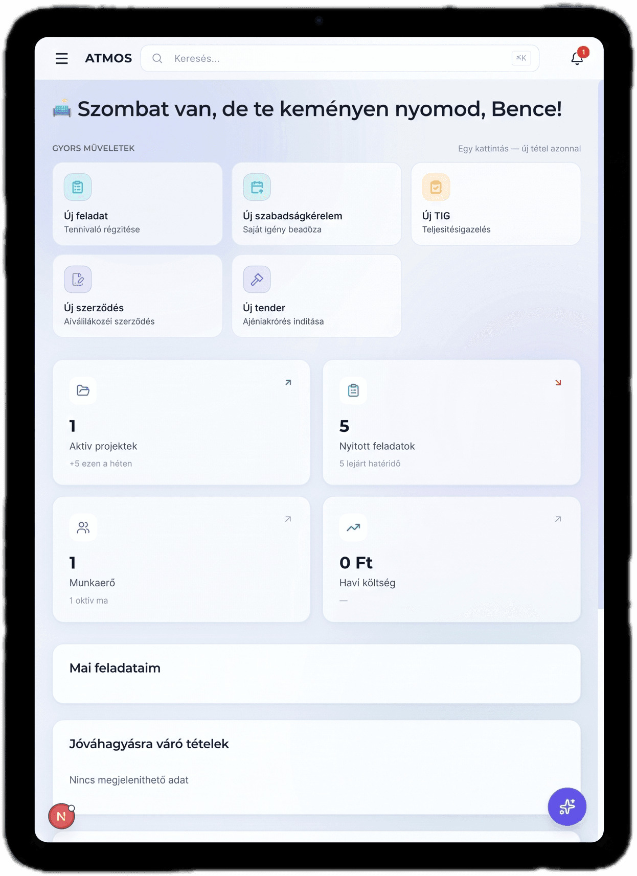 ATMOS tablet nézet